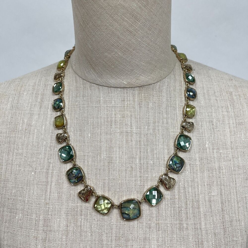 Gold-tone Green Yellow Women's‎ Fashion Necklace NWOT